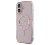 Coque pour iPhone 16 MagSafe avec Cercle Pailleté Guess Rose