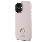 Étui Guess pour iPhone 16 6.1 rose étui rigide Silicone Logo Strass 4G