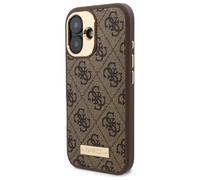 Étui Guess pour iPhone 16 Plus 6.7 marron étui rigide 4G Logo Plate MagSafe