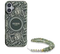 Coque pour iPhone 16 Plus - IML Flowers IML Allover Electro avec bracelet perlé MagSafe (GUHMP16MHCPOFPA) - Vert