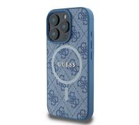 Étui Guess pour iPhone 16 Pro 6.3 bleu étui rigide 4G Ring Classic Logo MagSafe