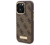 CG Mobile Guess GUHMP16LU4GPRW Coque Rigide pour iPhone 16 Pro 6,3" Marron Plaque Logo 4G