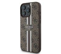 Étui Guess pour iPhone 16 Pro 6.3 marron étui rigide 4G Printed Stripes MagSafe