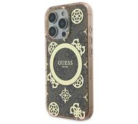 Étui Guess pour iPhone 16 Pro 6.3 marron étui rigide IML Peony On 4G Background MagSafe