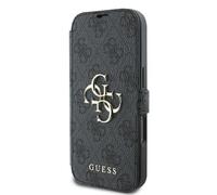 Étui Guess pour iPhone 16 Pro 6.3 noir étui avac rabat 4G Metal Logo