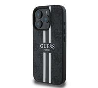 Étui Guess pour iPhone 16 Pro 6.3 noir étui rigide 4G Printed Stripes MagSafe