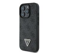 Étui Guess pour iPhone 16 Pro 6.3 noir étui rigide Leather 4G Triangle Strass