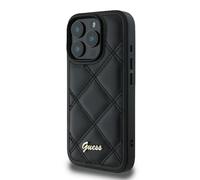 Étui Guess pour iPhone 16 Pro 6.3 noir étui rigide Quilted Metal Logo