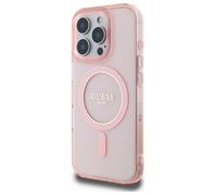 Étui Guess pour iPhone 16 Pro 6.3 rose étui rigide IML Glitter Circle MagSafe