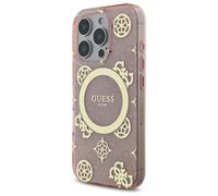 Étui Guess pour iPhone 16 Pro 6.3 rose étui rigide IML Peony On 4G Background MagSafe
