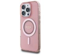 Étui Guess pour iPhone 16 Pro 6.3 rose étui rigide IML Rhinestones MagSafe
