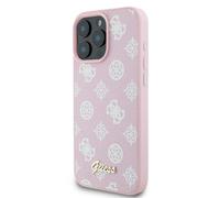 Étui Guess pour iPhone 16 Pro 6.3 rose étui rigide Peony Script Logo MagSafe