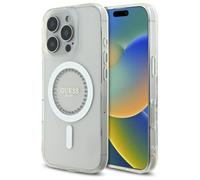 Étui Guess pour iPhone 16 Pro blanc MagSafe à strass