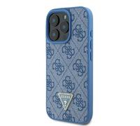 Étui Guess pour iPhone 16 Pro Max 6.9 bleu étui rigide Leather Metal Logo Strass Crossbody