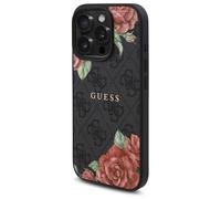 Étui Guess pour iPhone 16 Pro Max 6.9 noir étui rigide 4G Flowers Print MagSafe