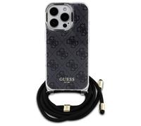 Étui Guess pour iPhone 16 Pro Max 6.9 noir étui rigide Crossbody Cord 4G Print