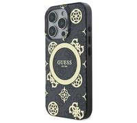 Étui Guess pour iPhone 16 Pro Max 6.9 noir étui rigide IML Peony On 4G Background MagSafe