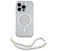 Étui Guess pour iPhone 16 Pro Max 6.9 transparent étui rigide hardcase IML Glitter With Pearl Strap MagSafe