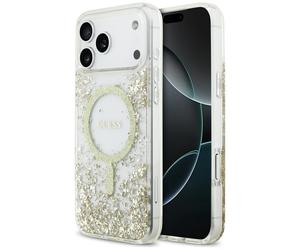 Étui Guess Resin Bottom Glitter MagSafe pour iPhone 17 Pro Max or