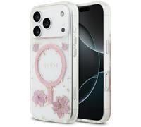Etui Guess Resin Flowers Glitter MagSafe do iPhone 17 Pro ró?owy
