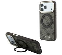 Étui Guess Ring Stand 360 4G Classic Logo MagSafe pour iPhone 18 Pro / 17 Pro, marron