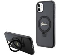Étui Guess Ring Stand Script Glitter pour iPhone 11, noir