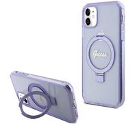 Étui Guess Ring Stand Script Glitter pour iPhone 11, violet