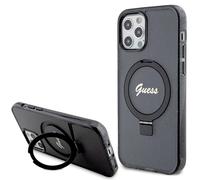 Étui Guess Ring Stand Script Glitter pour iPhone 12/12 Pro, noir
