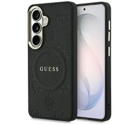 Étui Guess Saffiano Peony Embossed Ring MagSafe pour Samsung Galaxy S26, noir