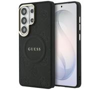 Étui Guess Saffiano Peony Embossed Ring MagSafe pour Samsung Galaxy S26 Ultra, noir