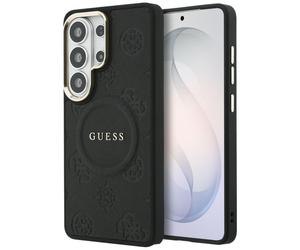 Étui Guess Saffiano Peony Embossed Ring MagSafe pour Samsung Galaxy S26 Ultra, noir