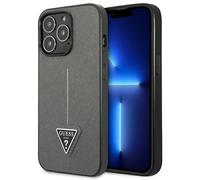 Étui Guess Saffiano Triangle Logo pour iPhone 13 Pro Max, argenté