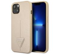 Étui Guess Saffiano Triangle pour iPhone 14 Plus/15 Plus, beige