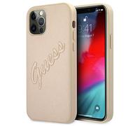Étui Guess Saffiano Vintage Script pour iPhone 12, doré