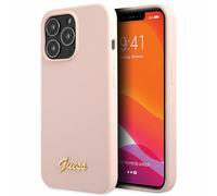 Étui Guess Silicone Script pour iPhone 13 Pro Max, rose clair