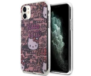 Étui Hello Kitty IML Tags Graffiti pour iPhone 11 rose