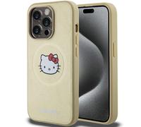 Étui Hello Kitty pour iPhone 15 Pro Max 6.7 or étui rigide Leather Kitty Head MagSafe