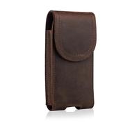 Étui Hengwin en Cuir véritable pour téléphone Portable, Compatible avec iPhone 17 16 15 14 13 Pro, Samsung Galaxy S25 S24 S23 Fermeture magnétique, avec Clip Ceinture (café)