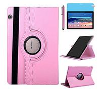 Étui Housse Coque pour Huawei MediaPad T5 10.1 Pouces 2018 (AGS2-W09 AGS2-L09 AGS2-L03) - 360 degrés Rotation Full Protection Kickstand Case Cover,avec Un Stylo,Écran Film (Pink)