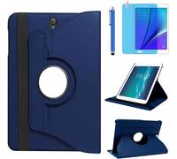 Étui Housse Coque Pour Samsung Galaxy Tab S3 9.7 Pouces 2017 (Sm-T820 Sm-T825 Sm-T827)-360 Degrés Rotation Full Protection Kickstand Case Cover,Avec Un Stylo,Écran Film (Deep Blue)