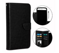 Etui housse folio pour Logicom L-Ement 501 format portefeuille en éco-cuir noir avec double clapet intérieur porte cartes,