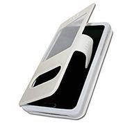 Etui Housse Folio pour Nokia 3.4 Extra Slim X 2 Fenêtres en éco Cuir de qualité avec Fermeture magnétique et surpiqûres Apparentes Compatible pour Nokia 3.4 - Blanc