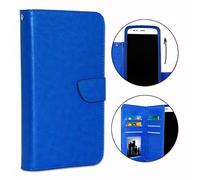 Etui Housse Folio pour Oppo A15 Format Portefeuille en éco-Cuir avec Double clapet intérieur Porte Cartes, Fermeture magnétique et surpiqures Apparentes - Bleu