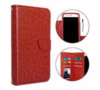 Etui Housse Folio pour Realme 6i Format Portefeuille en éco-Cuir avec Double clapet intérieur Porte Cartes, Fermeture magnétique et surpiqures Apparentes - Marron