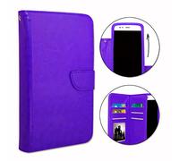 Etui Housse Folio pour Wiko Y61 Format Portefeuille en éco-Cuir avec Double clapet intérieur Porte Cartes, Fermeture magnétique et surpiqures Apparentes - Violet