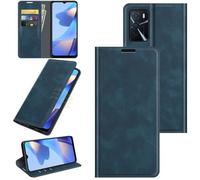 Etui Housse Oppo A16 Bleu en PU Cuir avec protection antichoc Support fonction Fermeture magnétique invisible