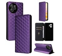 Etui Housse Pour Blackview Shark 8 (6.78"") Étui en cuir PU à carreaux 3D avec Fermeture magnétique invisible - Violet