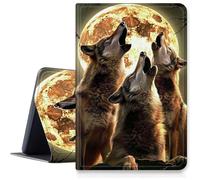 Étui Howling Moon Wolf pour iPad Pro 13" M4 2024, résistant aux chocs, pliable en cuir synthétique, support réglable avec mise en veille/réveil automatique pour iPad Pro M4 2024 13"