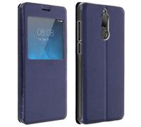Etui Huawei Mate 10 Lite Housse Clapet à Fenêtre Fonction Support - Bleu nuit