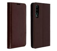 Étui Huawei P30 Housse Folio Cuir Support Vidéo marron